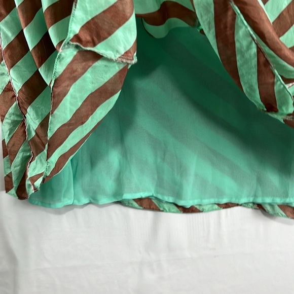 Anthropologie Anupamaa Brown and Mint Green Silk Maxi Skirt - Picture 5 of 12